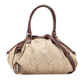 グッチ GGキャンバス スーキー ハンドバッグ ショルダーバッグ 2WAY 223974 ベージュ ブラウン キャンバス レザー レディース GUCCI 【中古】
